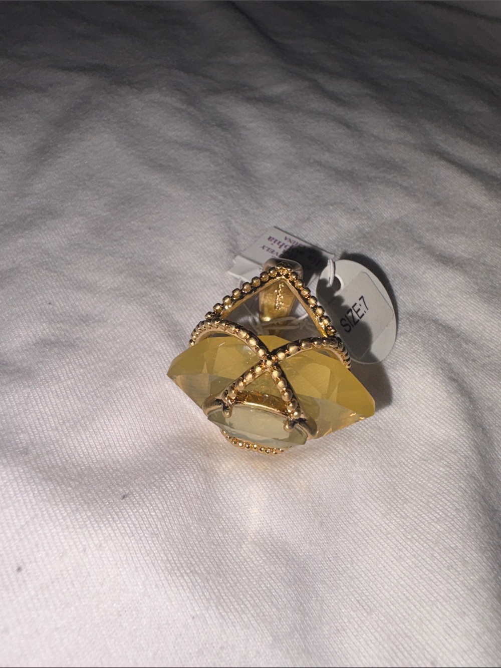 Gold-Tone Yellow Crystal Statement Lia Sophia Ring - Size 7